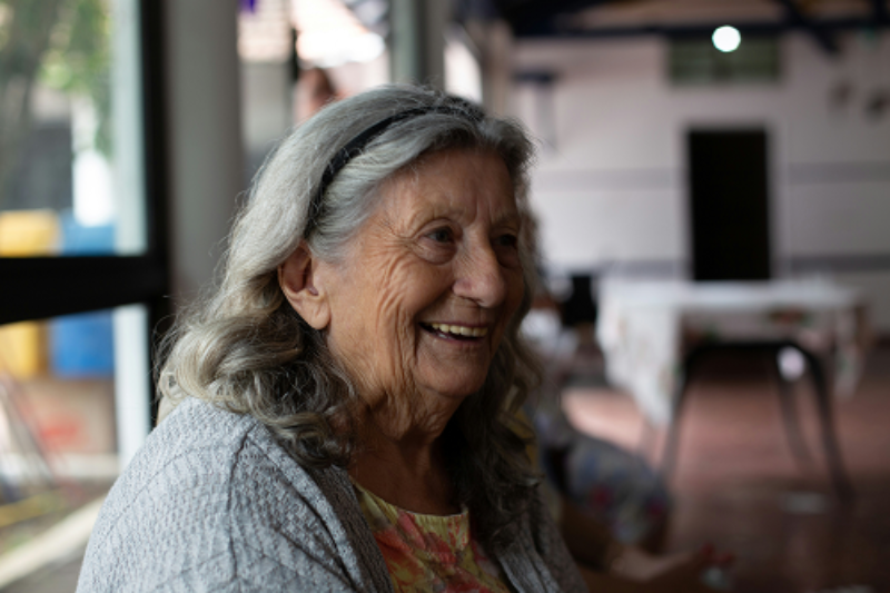 Elderly lay laughing